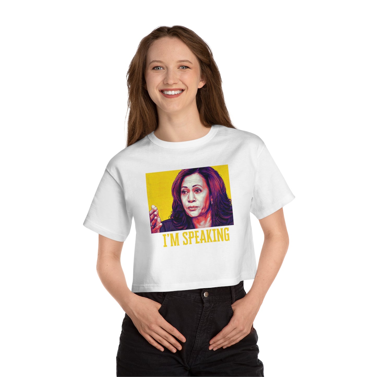 Kamala Harris "I'm Speaking" Champion Women's Heritage Cropped T-Shirt